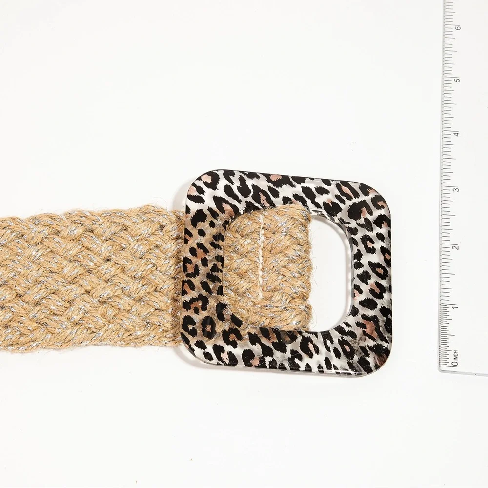 Square Animal Print Braided Fashion Belt - Picture 3 of 5